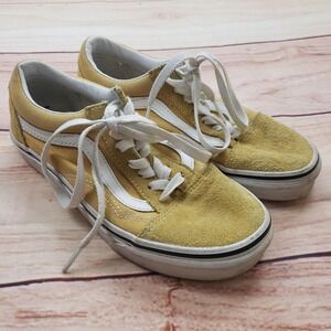 Vans Shoes Womens Size 5‎ Yellow Old Skool Skate Sneakers Low Top Canvas Suede